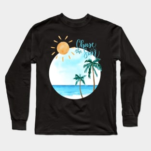 Beach summertime Adventure Explore the world travel lover palm tree sun Long Sleeve T-Shirt